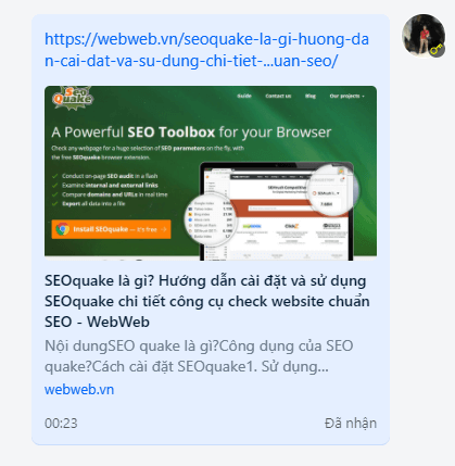 Hiển thị link trên mạng xã hội