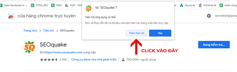 Thêm tiện ích SEOquake trên Chrome